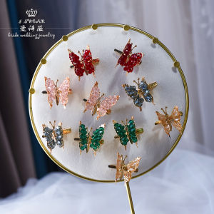 Love Poem Vintage Chinese Wedding Hairpin Butterfly Hair Accessory Handmade Crystal Beads New Bride Show Handmade Hair Accessories