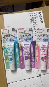 Kem đánh răng em bé Pigeon đủ vị 50g Nhật Bản cho bé từ 1 tuổi có thể nuốt được