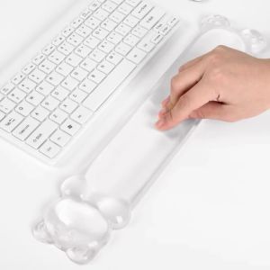 Bàn Phím Hình Gấu Dễ Thương Long Mouse Hỗ Trợ Tựa Cổ Tay Silicon Trong Suốt Chống Trượt Cho Máy Tính Để Bàn Văn Phòng Máy Chơi Game
