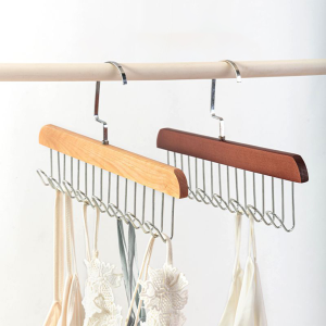 ไม้แขวนเสื้อ ไม้แขวนเสื้อกล้าม ตะขอ 8 ตัว ที่แขวนไม้เนื้อแข็ง ไม้แขวนเสื้อใน ไม้แขวนชุดชั้นใน ที่แขวนผ้า ไม้แขวน แข็งแรง ทนทาน hanger Simple Living TH