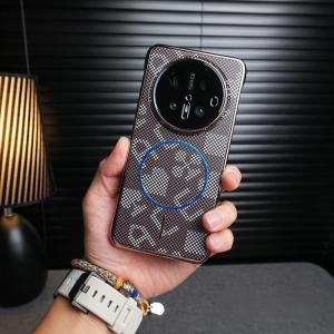 Ultra-Thin Frameless Magnetic Huawei Mate70/60 pro Phone Case Mens Half-Cover Carbon Fiber Pattern Anti-Slip Protective Cover