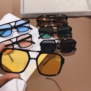 【Bestella✨COD】1 PCS Kacamata Hitam Korea Wanita Kacamata Leopard Aviator Retro Klasik Frame Besar Anti Radiasi Lensa UV Untuk Pria / Wanita