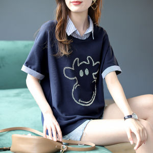 Slim Fit Splice Sweatshirt Womens Spring Summer Thin New Loose European Style Shirt Patchwork Top Fashionable Korean Version