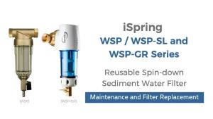ISpring WSP-50SL Flushable Prefilter Whole House Spin Down Sediment Water Filter Softener Includes Siliphos Helps Prevent Scale Corrosion 50 Micron Lead-Free Brass