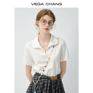 VEGA CHANG | Bộ Áo Polo Trắng và Chân Váy Mới Thu