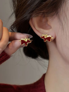 Pianist | Zircon-inlaid Red Stud Earrings S925 Silver