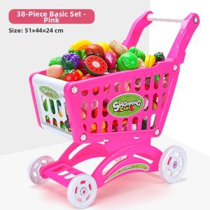 Hui Cheng Toys | Kids Shopping Cart 3+ Years Old Supermarket Toy Vegetable Cutting Game