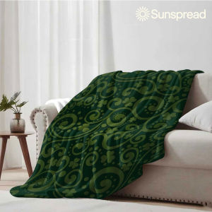 Beast Kingdom | Dark Green Clover Scroll Soft Warm Flannel Blanket Lightweight Cozy Christmas Halloween Home Decor Room