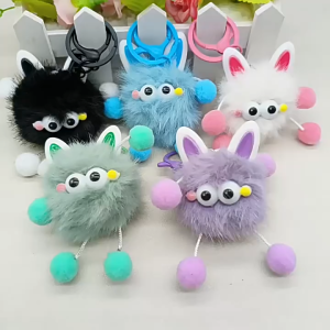 Ins Cute Plush Keychain Small Coal Ball Pendant Multifunctional Girls Bag Decoration Schoolbag