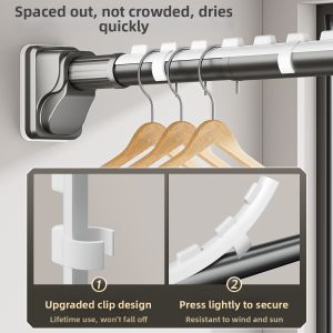 Telescopic Stainless Steel Clothes Drying Pole Adjustable