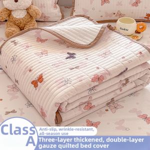 MANSHIAN | Anti-slip Quilted Double Layer Gauze Bed Cover Single