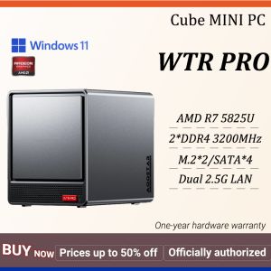 MINI PC AOOSTAR WTR PRO AMD R7 5825U 2*DDR4 3200MHz 4*1SATA 2*M.2 Windows 11 Pro Dual 2.5G LAN