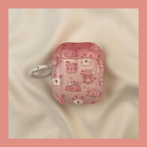 Cute Cartoon Pink Rabbit Airpods Case Wireless Bluetooth Soft Shell TPU Second Generation iPod Apple pro Earphones Protection Cover