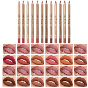 ชุดปากกาเขียนขอบปาก QIBEST 12 ชิ้น/ชุด สีทองด้าน ติดทนนาน ไม่เลอะ ไม่ติดปาก