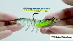 Soft Lifelike Shrimp Baits 9cm 12g Artificial Luminous Jigs Bait For Fishing Jigging Outdoor Sea Lure for Redfish Bass Prawn 1PC