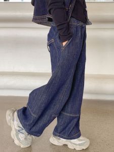 Girls Loose Casual Wide Leg Jeans Spring Autumn New Style Fashionable Straight Cut Pants High Waist Korean Style Childrens Clothing