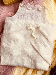 Áo Len Cổ Cao Màu Trắng Thời Trang Mới Cho Nữ Áo Lót Ren Lưới Dài Tay Thường Ngày Mùa Đông 2024 Áo Lót Ren Lưới Thời Trang