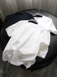 Heavy Thickening Heavy Weight Casual round Neck Minimalist Pure Cotton White T-Shirt Baby Boy and Girl Summer Net Edition Special Offer Black Short Sleeve