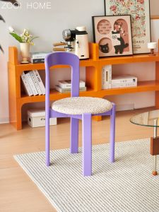 Colorful Dado Home Rey Chair Vintage Style Solid Wood Dining Chair Adjustable Stackable Seat Cushion for Adults Home Use