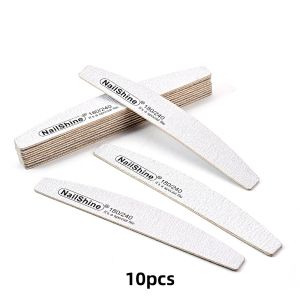 10Pcs Set Nail File Half Moon Wooden Double Side 100/180/240 Grit Professional Manicure Pedicure Tools for Nail Shaping Buffing