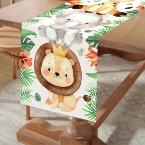 Jungle Animals Table Runner Wild One Forest Safari Birthday Party Decorations Favors Table Covers 1st Birthday Party Supplies