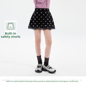 iplant | Black Velvet Dots Half Skirt for Older Children