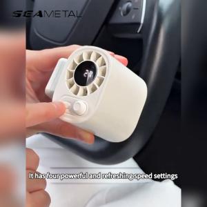 SEAMETAL Car Clip Fan USB Type C Rechargeable Portable Mini Fan 1800mAh 360 Rotation LED Display