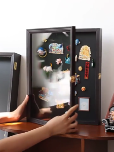 Fridge Magnet Storage Frame Magnetic Magnet Collection Display Board museum Flip Photo Frame Badge Display Frame