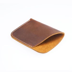 Portable Leather Money Bag Hand-Stitched Vintage Cowhide Wallet Card Holder Pouch Organizer