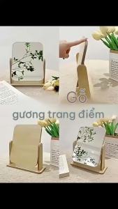 【X】1PC Wooden Vanity Mirror Clear Personal Use Stand Angle Adjustable Makeup Base Desktop