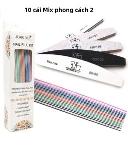 10 Chiếc Chuyên Nghiệp Sơn Móng Tay Tập Tin Bộ Acrylic Mặt Trăng Phong Cách Làm Móng Tay Dũa Móng Tay Đệm Dụng Cụ Với 80-240 Nhám Cho Vôi Móng Tay