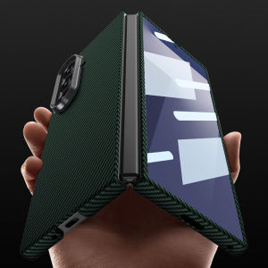 เคสพีซีแข็งลายคาร์บอนไฟเบอร์ Z Fold 7 ฝาหลัง/ฝาหน้าพิมพ์ลายเต็มตัวสำหรับ Samsung Galaxy Z Fold7 ปกป้องกล้อง เคสโทรศัพท์พลาสติกทนทานป้องกันรอยขีดข่วน พร้อมกันชนเลนส์