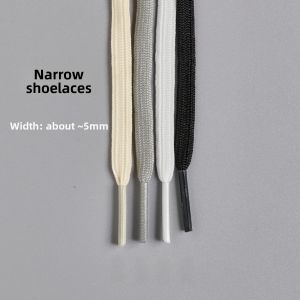 High Quality Flat Laces for Mens Basketball And Running Shoes Dual Layer Tight 5mm Narrow Black White Grey Sports Shoes