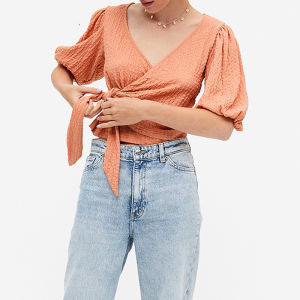 Áo Sơ Mi Nữ Tay Lửng Cổ Chữ V Thoải Mái Thiết Kế Giản Dị Thời Trang Thu Đông Chất Liệu Polyester Và Polyurethane