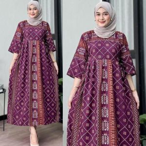 SEKDRESS CHIBBY DASTER GAMIS LENGAN 3/4 RAYON MOTIF ETNIK Ld 110 Ld 120 JUMBO STYLE KEKINIAN VIRAL