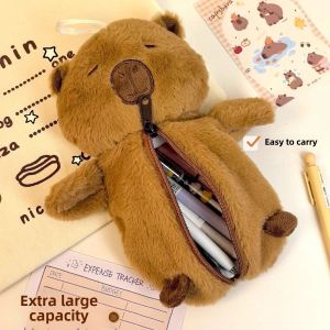 Cute Plush Pencil Case Large Capacity Soft Fabric Childrens Day Gift for Girls Boys Students Storage Bag Toy Doll Pen Holder