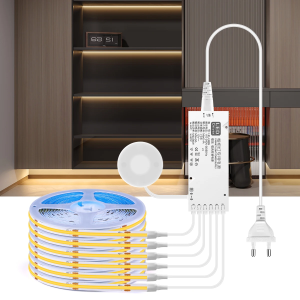 Smart Touch Dimmable COB LED Under Cabinet Strip Light 1-6PC Linear Parallel Tape Penetrable Wood Switch Cold-Natural-Warm White