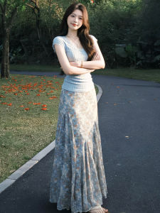 Karrar betsey | Atmospheric Korean Style Summer Lace and Floral Maxi Dress Set
