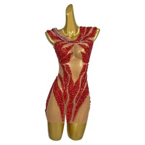 Women Sparkly Rhinestone Prom Gown Evening Dress Luxury Wrap Hip Mini Dress Cocktail Dresses Glitter Crystals Short Dress Women Off-shoulder See Through Celebrate Birthday Party Evening Dress Photo Shoot Stage Wear