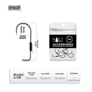 KINGDOM | Straight tungsten steel black environmentally friendly single bass and mandarin fish long handle lure hook