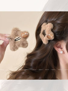 กิ๊บติดผมลายแมว Kr Star Plush น่ารักสำหรับฤดูใบไม้ร่วงและฤดูหนาว ทรงหางม้า กิ๊บติดผมแบบหนีบข้าง ตกแต่งด้วยสติกเกอร์สีสันสดใส