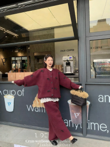 THROUS | Áo Cardigan Len Thiết Kế Suông Giảm Cân Phong Cách Hàn Quốc