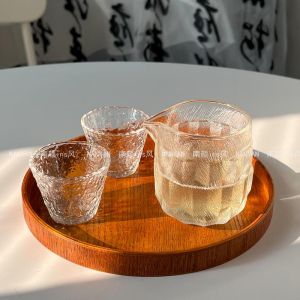 ชุดชาญี่ปุ่นระดับไฮเอนด์ แก้วชาแบบจิ๋ว แก้วชาแบบปากเป็ด ลายกลุ่มเมฆและน้ำแข็ง แก้วชาแบบกระจกสไตล์ชาจีนโบราณ