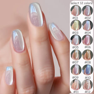 1-12pcs WS Summer Nails Ice Transparent Pink Black Blue Green Cat Eye Gel Nail Polish 2025 New Style Super Flash Glass Bead Gel