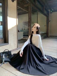 Slimming High Waist Skirt Pear Shape Concealment A-line Long