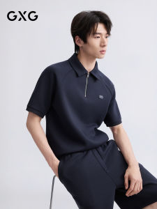 GXG | Micro-fit Leather Trim Air Layer Fabric Mens Polo Short Sleeve