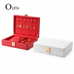 Oirlv 2 Layer Engagement Jewelry Organizer Box Wedding Gift Gold Necklace Bracelet Ring Storage Box Wedding Ceremony Case X058