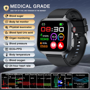 2025 ECG Blood Sugar Medical Smart Watch Men Uric Acid Blood Fat Bluetooth Call AI laser Diagnosis Blood pressure Health Watches