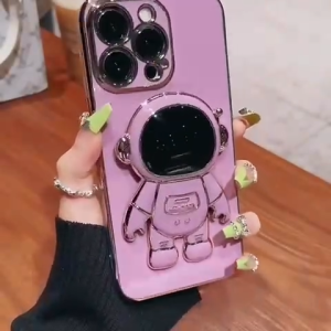 Soft Case Motorola G86 Power 5G Casing Silikon Dudukan Lipat Astronot Plating Mewah