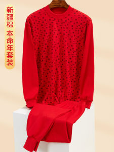 Pure Cotton High Collar Warm Underwear Set for Women in the Year of Ones Birth Chinese Zodiac Long Pants Home Clothes